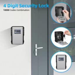 Wall Mount Key Lock Box 4 Digit Password Code Security Lock No Key for Home Office Key Safe Secret Storage Box Organizer