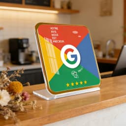 French Writing NFC Google Review Stand Plaque Display Boost Your Google Reviews Simple Quick Link to Review