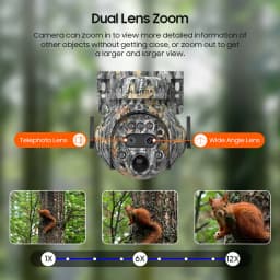 INQMEGA 8MP Solar Powered Camera 4K 4G / WIFI Solar Camera Solar Panel Security PIR Human Detection Cam in Forest
