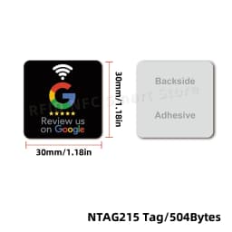 NFC Tags 30mm Waterproof Google Review Stickers 504Bytes NFC215 Chip NFC Tap Review Sticker Review us on Google Sticker