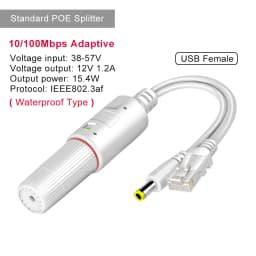 ONTi 100M/1000M Standard POE Splitter 48V to 5V 12V 1.2A 2.2A Micro USB Tpye-C for IP Camera / Router / Wrieless AP
