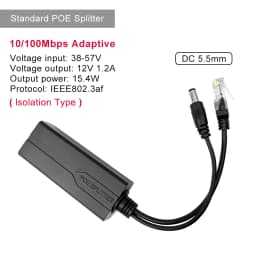 ONTi 100M/1000M Standard POE Splitter 48V to 5V 12V 1.2A 2.2A Micro USB Tpye-C for IP Camera / Router / Wrieless AP