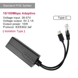 ONTi 100M/1000M Standard POE Splitter 48V to 5V 12V 1.2A 2.2A Micro USB Tpye-C for IP Camera / Router / Wrieless AP