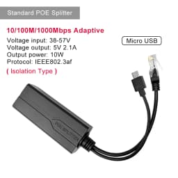 ONTi 100M/1000M Standard POE Splitter 48V to 5V 12V 1.2A 2.2A Micro USB Tpye-C for IP Camera / Router / Wrieless AP