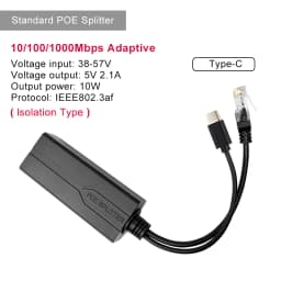 ONTi 100M/1000M Standard POE Splitter 48V to 5V 12V 1.2A 2.2A Micro USB Tpye-C for IP Camera / Router / Wrieless AP