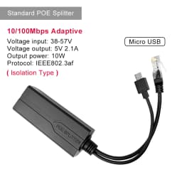 ONTi 100M/1000M Standard POE Splitter 48V to 5V 12V 1.2A 2.2A Micro USB Tpye-C for IP Camera / Router / Wrieless AP