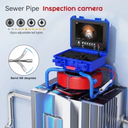 Sewer Inspection Camera 9 Inch DVR Sewer Pipe Camera Meter Counter Endoscope Camera Borescope Camera with Self-Leveling and 512H