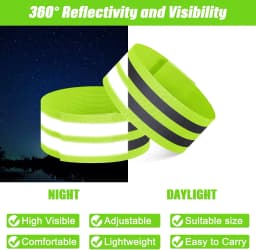 4Pcs Reflective Bands Elastic Bracelet Armband Wristband Straps Safety Reflector Tape for Night Cycling Running Adults