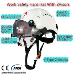 CE Construction Safety Helmet with Visor, Built in Goggles for Engineer ABS Hard Hat, Industrial Work Cap, Head Protection