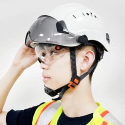 CE Construction Safety Helmet with Visor, Built in Goggles for Engineer ABS Hard Hat, Industrial Work Cap, Head Protection