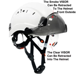 CE Construction Safety Helmet with Visor, Built in Goggles for Engineer ABS Hard Hat, Industrial Work Cap, Head Protection