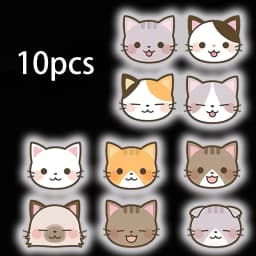 Cute Cat Car Warning Reflective Stickers Easy to Tear Off Reflector Stickers for Night Driving Security Car Decorations 10Pcs