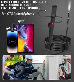 1080P Car Automatic Maintenance Hole Endoscope 6MM 180 Degree Steering Inspection Camera with 8 LED Portable Tools IP67