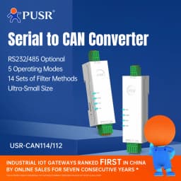 PUSR RS485 RS232 Ethernet to CAN Converter CANBus to Serial Data Filtering Multiple Modes Industrial Design USR-CAN114/112/115