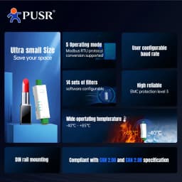 PUSR RS485 RS232 Ethernet to CAN Converter CANBus to Serial Data Filtering Multiple Modes Industrial Design USR-CAN114/112/115