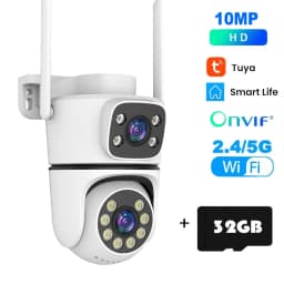 10MP Tuya 5G Wifi PTZ Camera 4K Dual Lens Dual Screen Security Camera Human Detection Outdoor Wireless Surveillance 10X Zoom Cam