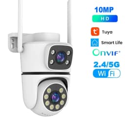 10MP Tuya 5G Wifi PTZ Camera 4K Dual Lens Dual Screen Security Camera Human Detection Outdoor Wireless Surveillance 10X Zoom Cam
