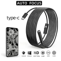 8mm Auto Focus HD1944P Endoscope for Cars Android Phone Type -c 5MP Mini Sewer Inspection Camera Endoscopy Usb Borescope 1-20m