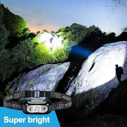 Portable Strong Light Headlamp LED Sensor Headlamp USB Rechargeable Head Flashlight Outdoor Camping Fishing Emergency Lantern