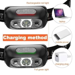 Portable Strong Light Headlamp LED Sensor Headlamp USB Rechargeable Head Flashlight Outdoor Camping Fishing Emergency Lantern