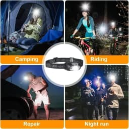 Portable Strong Light Headlamp LED Sensor Headlamp USB Rechargeable Head Flashlight Outdoor Camping Fishing Emergency Lantern