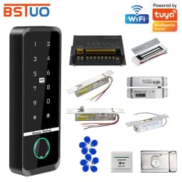 Support Tuya App Wifi Access Control System Kit Set Waterproof RFID EM Fingerprint Keypad+180Kg Electric Magnetic Strike Locks