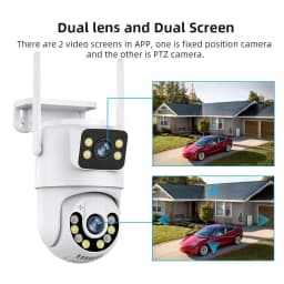 Outdoor Wireless Security IP Camera 4K 8MP HD Dual Lens External Wifi PTZ Camera Auto Tracking Street Surveillance Camera iCsee