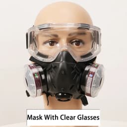 Black Half Face Gas Respirator Industrial Gas Mask P-A-1 Filtering Cartridge For Painting Spraying Welding Breath Protection
