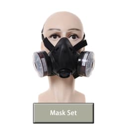 Black Half Face Gas Respirator Industrial Gas Mask P-A-1 Filtering Cartridge For Painting Spraying Welding Breath Protection