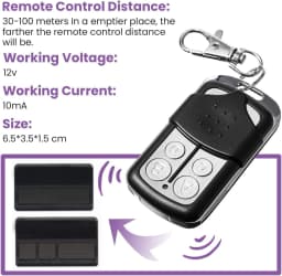 Garage Command Electric Gate Control 315mhz Compatible with Purple Button 370LM 371LM 372LM 373LM 374LM Garage Door Opener