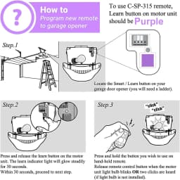 Garage Command Electric Gate Control 315mhz Compatible with Purple Button 370LM 371LM 372LM 373LM 374LM Garage Door Opener