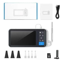 Digital Otoscope with 4.5 Inches Screen 3.9mm Ear Camera with 6 LED Lights 32GB Card Ear Wax Removal Tool Specula and 2500 mAh