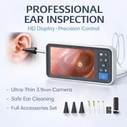 Digital Otoscope with 4.5 Inches Screen 3.9mm Ear Camera with 6 LED Lights 32GB Card Ear Wax Removal Tool Specula and 2500 mAh