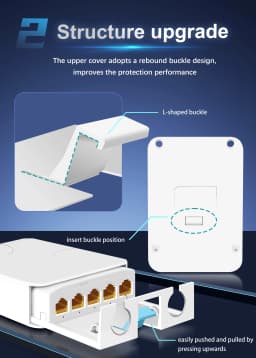 5 Port Waterproof POE Extender 4 Port Repeater 100/1000Mbps Outdoor Network IP55 VLAN 44-57V for POE Camera Wierless AP