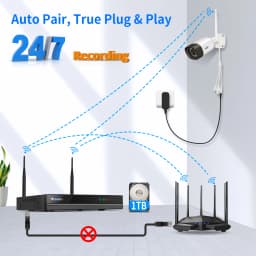 Hiseeu 5MP Wifi Surveillance Camera System Color Night Vision P2P Wireless Street Security CCTV Camera Kit 10CH Wireless NVR Set