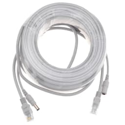 IP Camera Cable 5M/10M/15M/20M/30M Ethernet Cable CAT5/CAT-5e RJ45 + DC Power Gray Cables for Network Camera NVR CCTV System