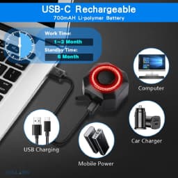 Hollarm Smart Bike Taillight Alarm Anti Theft Burglar Bicycle Light Alarm USB Charge Smart Brake Sensing Remote Control Tail Lam