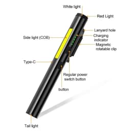 Heinast Self-defense Flash Flashlight With Magnet TYPE-C Rechargeable Torch Light 365nm UV Portable Pen Clip Patrol Inspection
