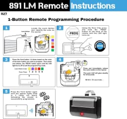 Universal 891LM Garage Door Opener Remote Security+ 2.0 MyQ Yellow Learn Button Replacement Garage Door Remote