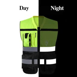Custom LOGO Safety Vests with Pockets and Zipper Construction Working Clothes High Visibility Security Clothing