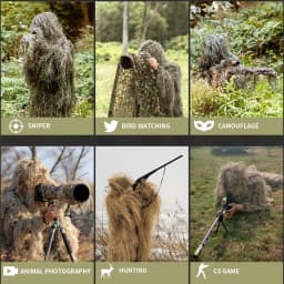 JOAXOR Ghillie Suit Gilly Hunting Suits Pants 3D Leaf Camo Camouflage Coveralls Youth Adult Lightweight Clothes