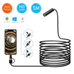 Auto Focus HD1944P Endoscope for Cars Android Phone Type C 5MP Mini Sewer Inspection Camera 12mm Endoscopy Usb Borescope 1-20m
