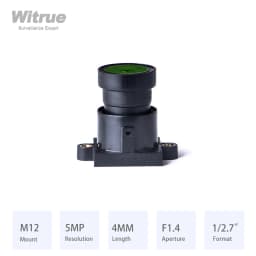 Witrue Starlight Lens M12 * P0.5 Mount HD 5MP 4MM Aperture F1.4 Format 1/2.7" for Surveillance Camera CCTV Accessoies
