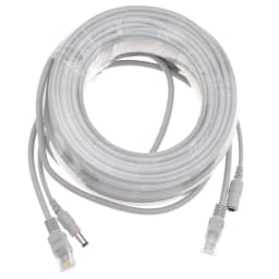 5M/10M/15M/20M/30M Optional Gray CAT5/CAT-5e Ethernet Cable RJ45 + DC Power CCTV Network Lan Cable For System IP Cameras