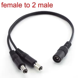 5.5mm X 2.1mm 1 Female to 2 Male Female 2 Way Connector DC Plug Power Supply Splitter Cable for CCTV LED Strip Light Adapter W1