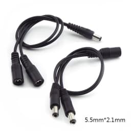 5.5mm X 2.1mm 1 Female to 2 Male Female 2 Way Connector DC Plug Power Supply Splitter Cable for CCTV LED Strip Light Adapter W1