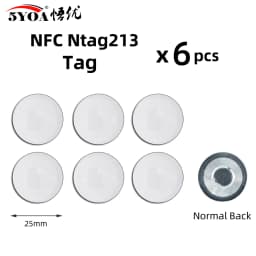 6pcs NFC Ntag213 Ntag215 Ntag216 TAG Sticker 213 13.56MHz Universal Label RFID Token Patrol Ultralight for Amiibo Etc