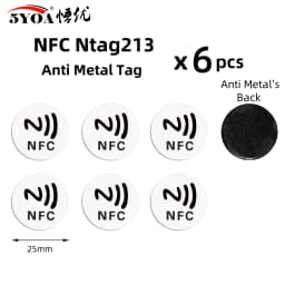 6pcs NFC Ntag213 Ntag215 Ntag216 TAG Sticker 213 13.56MHz Universal Label RFID Token Patrol Ultralight for Amiibo Etc