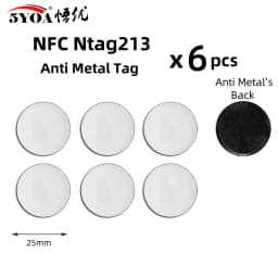6pcs NFC Ntag213 Ntag215 Ntag216 TAG Sticker 213 13.56MHz Universal Label RFID Token Patrol Ultralight for Amiibo Etc