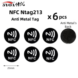 6pcs NFC Ntag213 Ntag215 Ntag216 TAG Sticker 213 13.56MHz Universal Label RFID Token Patrol Ultralight for Amiibo Etc